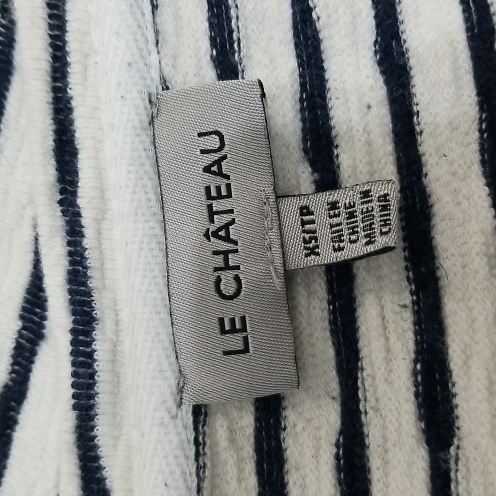 (XS) LE CHΓTEAU Striped 100% Cotton Sweater Cozy Cottagecore Frayed Loungewear - Picture 3 of 10